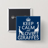 Behalten Sie Ruhe-und Liebe-Giraffen - alle Farben Button (Vorne & Hinten)