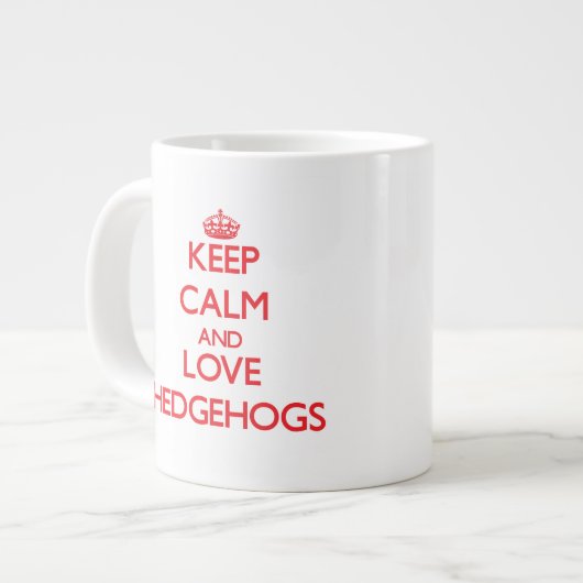 Behalten Sie Ruhe und Liebe Igel Jumbo-Tasse (Vorderseite Links)