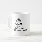 Behalten Sie Ruhe und Liebe Ihr Anästhesiologe Kaffeetasse (Vorderseite Links)