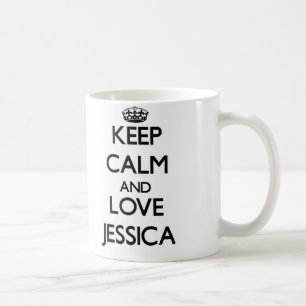 Behalten Sie Ruhe und Liebe Jessica Kaffeetasse