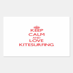 Behalten Sie Ruhe und Liebe Kitesurfing Rechteckiger Aufkleber
