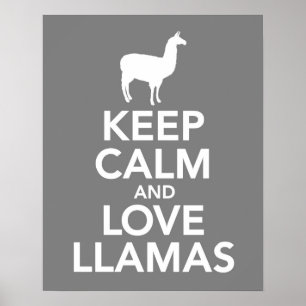 Behalten Sie Ruhe und Liebe-Lamas drucken oder Poster