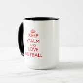 Behalten Sie Ruhe und Liebe Netball Tasse (Vorderseite Links)