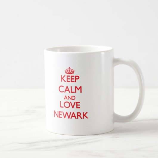 Behalten Sie Ruhe und Liebe Newark Kaffeetasse (Rechts)