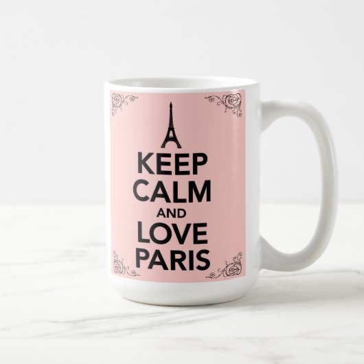 Behalten Sie Ruhe-und Liebe Paris-Tasse Kaffeetasse (Rechts)