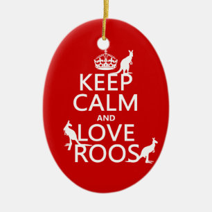 Behalten Sie Ruhe und Liebe Roos (Kängurus) Keramik Ornament