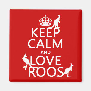 Behalten Sie Ruhe und Liebe Roos (Kängurus) Magnet