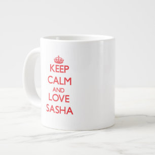 Behalten Sie Ruhe und Liebe Sasha Jumbo-Tasse