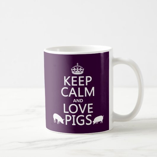 Behalten Sie Ruhe-und Liebe-Schweine (alle Farben) Kaffeetasse (Rechts)