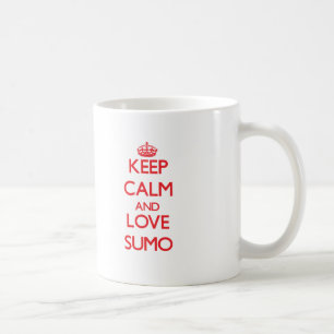 Behalten Sie Ruhe und Liebe Sumo Kaffeetasse
