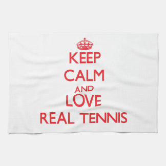 Behalten Sie Ruhe und Liebe wirkliches Tennis Küchentuch