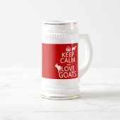 Behalten Sie Ruhe-und Liebe-Ziegen Bierglas (VorderseiteRechts)