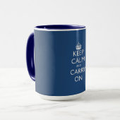 Behalten Sie Ruhe und machen Sie weiter (Blau) Tasse (Vorderseite Links)