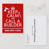 Behalten Sie Ruhe und nennen Sie einen Erbauer Visitenkarte (Vorne/Hinten)