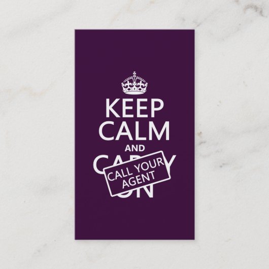Behalten Sie Ruhe und nennen Sie Ihren Agenten Visitenkarte (Vorderseite)