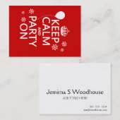 Behalten Sie Ruhe und Party an - alle Farben Visitenkarte (Vorne/Hinten)