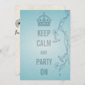 behalten Sie Ruhe und Party an Einladung (Vorne/Hinten)