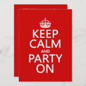 Behalten Sie Ruhe und Party auf (in irgendeiner Einladung (Vorne/Hinten)