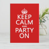 Behalten Sie Ruhe und Party auf (in irgendeiner Einladung (Stehend Vorderseite)
