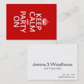 Behalten Sie Ruhe und Party auf (in irgendeiner Visitenkarte (Vorne/Hinten)