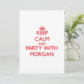 Behalten Sie Ruhe und Party mit Morgan Einladung (Stehend Vorderseite)