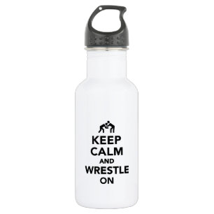 Behalten Sie Ruhe und ringen Sie auf Wrestling Edelstahlflasche