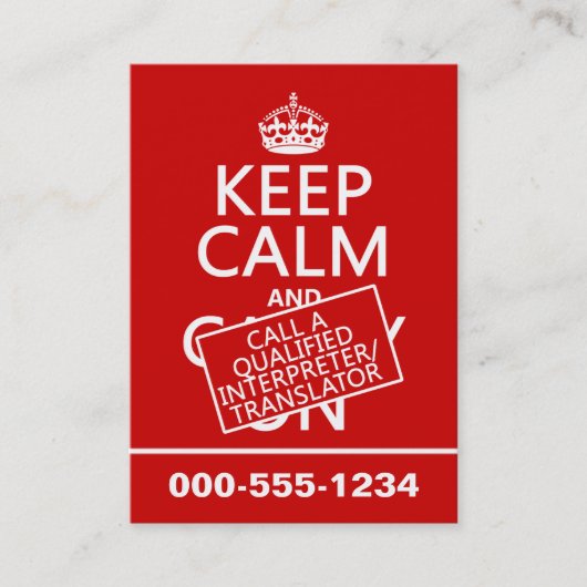Behalten Sie Ruhe und rufen Sie einen Interpret an Visitenkarte (Vorderseite)