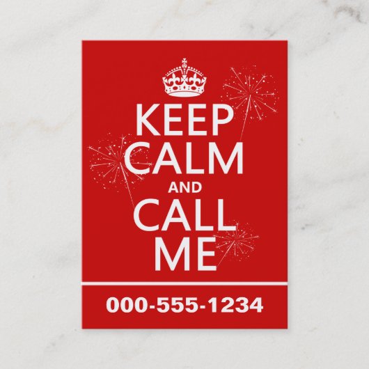 Behalten Sie Ruhe und rufen Sie mich an Visitenkarte (Vorderseite)