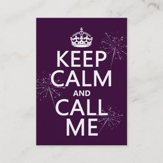 Behalten Sie Ruhe und rufen Sie mich an Visitenkarte (Vorderseite)