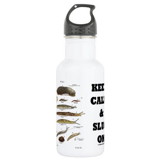 Behalten Sie Ruhe und Schnecke auf Edelstahlflasche (Vorderseite)