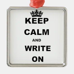 BEHALTEN SIE RUHE UND SCHREIBEN SIE AN SILBERNES ORNAMENT