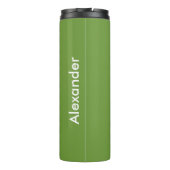 Behalten Sie Ruhe und schwingen Sie auf grünem Thermosbecher (Rückseite)