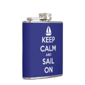 Behalten Sie Ruhe und Segel auf blauem Flachmann (Rechts)