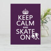 Behalten Sie Ruhe und Skate auf (Rollerskaters) Einladung (Stehend Vorderseite)