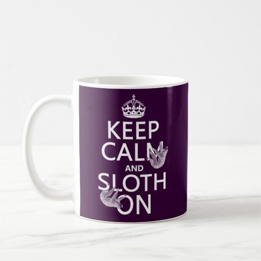 Behalten Sie Ruhe und Sloth an Kaffeetasse (Links)