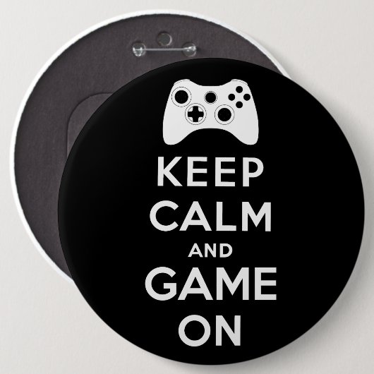 Behalten Sie Ruhe und Spiel an Button (Vorne & Hinten)