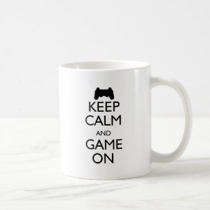 Behalten Sie Ruhe und Spiel an Kaffeetasse