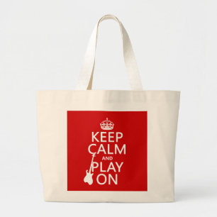Behalten Sie Ruhe und Spiel auf (Gitarre) Jumbo Stoffbeutel