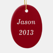 Behalten Sie Ruhe und Spiel auf roter ovaler Keramik Ornament (Hinten)