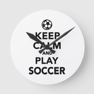 Behalten Sie Ruhe und Spiel Fußball Runde Wanduhr