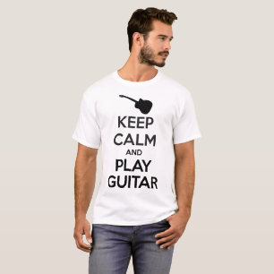Behalten Sie Ruhe-und Spiel-Gitarren-Mann-Weiß-T T-Shirt