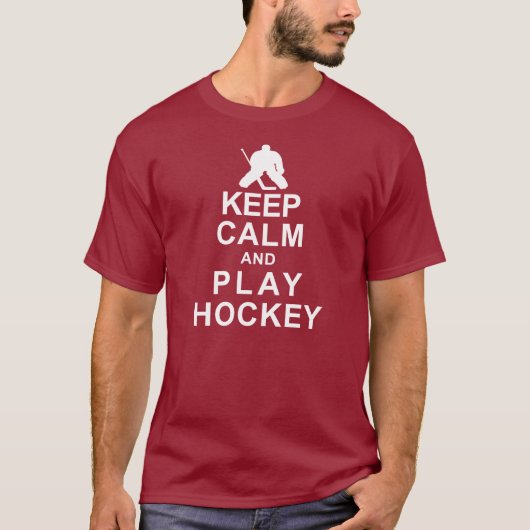 Behalten Sie Ruhe-und Spiel-Hockey T-Shirt (Vorderseite)