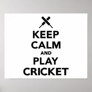 Behalten Sie Ruhe und Spiel Kricket Poster