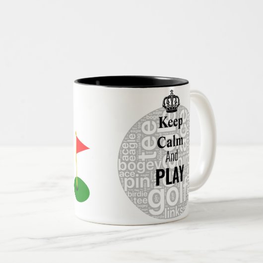 Behalten Sie Ruhe-und Spiel-personalisierte Zweifarbige Tasse (VorderseiteRechts)