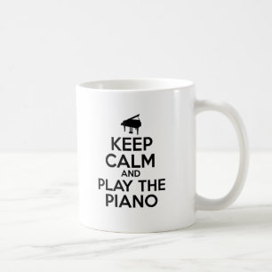 Behalten Sie Ruhe und spielen Sie das Klavier Kaffeetasse