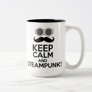Behalten Sie Ruhe und Steampunk Zweifarbige Tasse