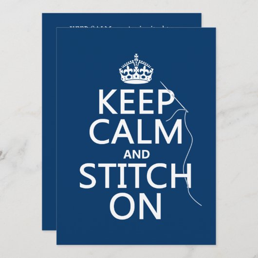 Behalten Sie Ruhe und Stich auf (alle Farben) Einladung (Vorne/Hinten)