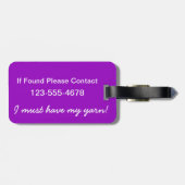 Behalten Sie Ruhe und Strick auf Fuschia Gepäckanhänger (Rückseite horizontal)