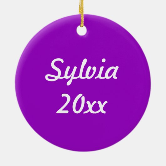 Behalten Sie Ruhe und Strick auf Fuschia Keramikornament (Hinten)