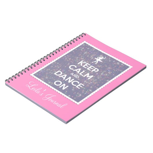 Behalten Sie Ruhe und tanzen Sie auf Lavendel Notizblock (Linke Seite)